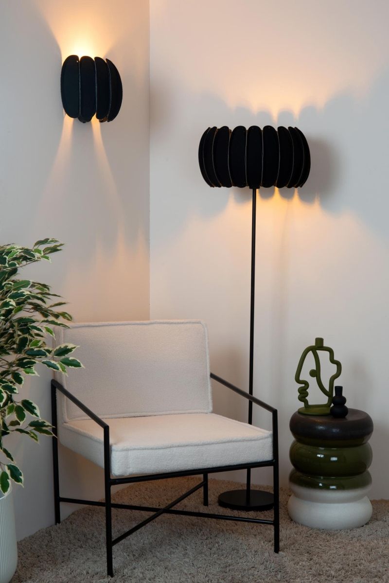 Lucide SPENCER - Stojacia lampa - Ø 40 cm - 1xE27 - Čierna